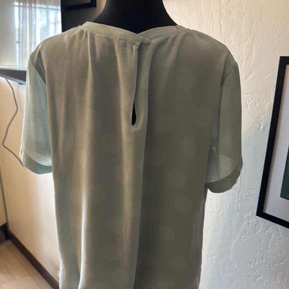 Donna Karan Green Blouse with Relaxed Tie Front - Picture 6 of 10